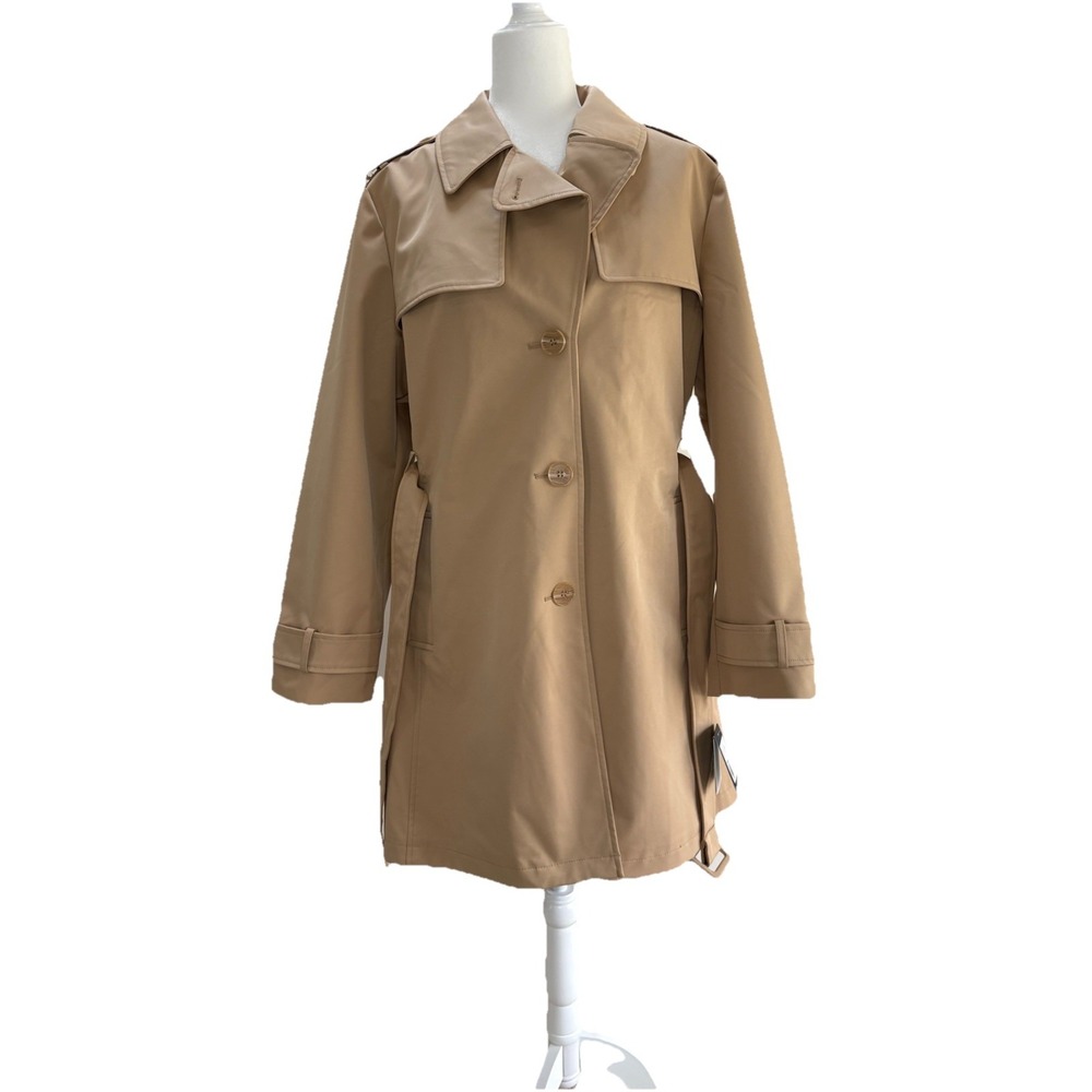 NWT Kate Spade Trench Coat Tan Carmel Classic Pleated Back Skirt Size Woman XXL - Picture 3 of 14